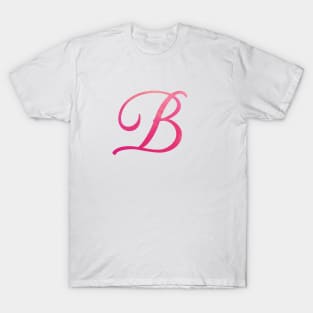 Letter B Monogram, Pink Color Personalized Design T-Shirt